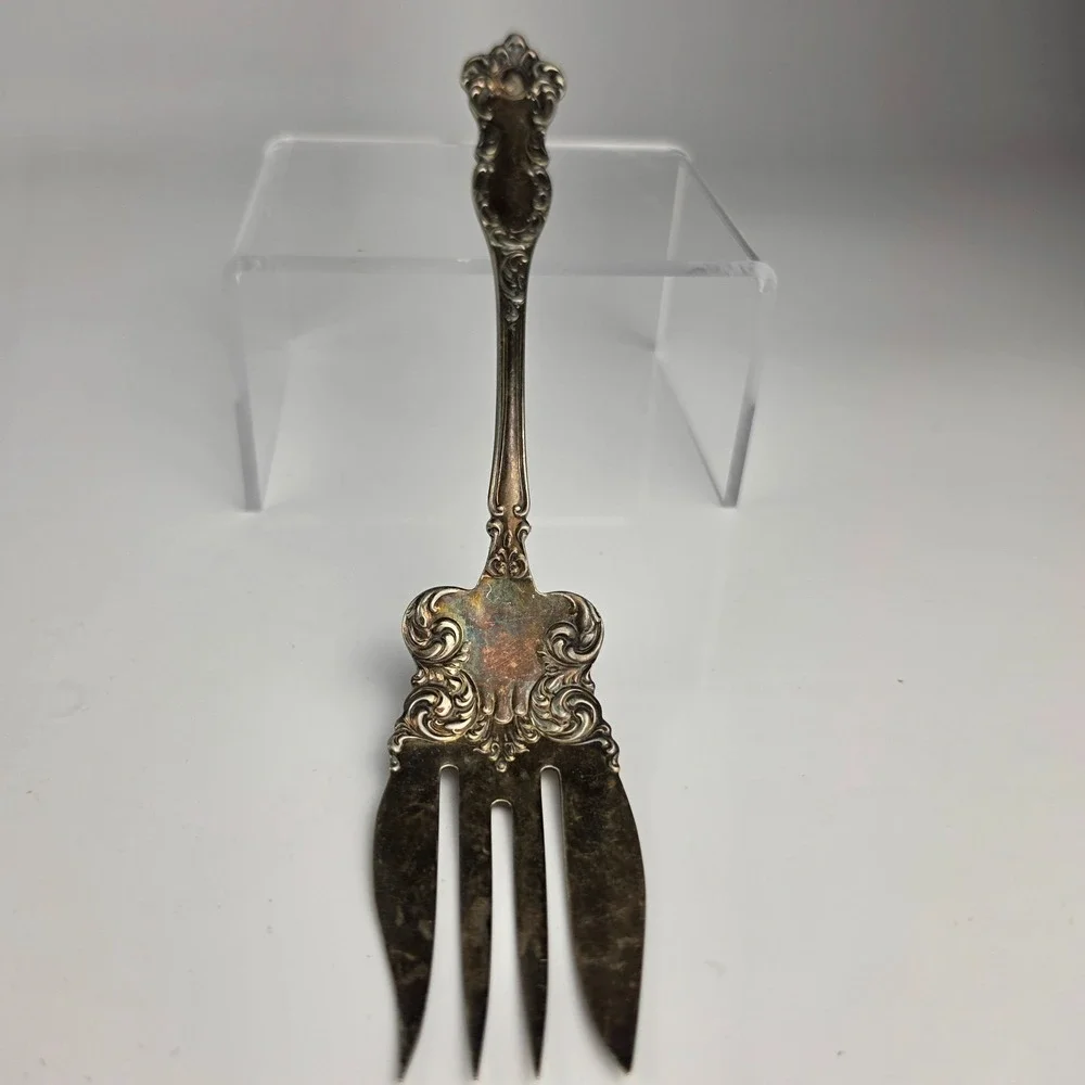 Antique WM Rogers & Son AA Silverplate Berry Spoon & Cold Meat Fork Set